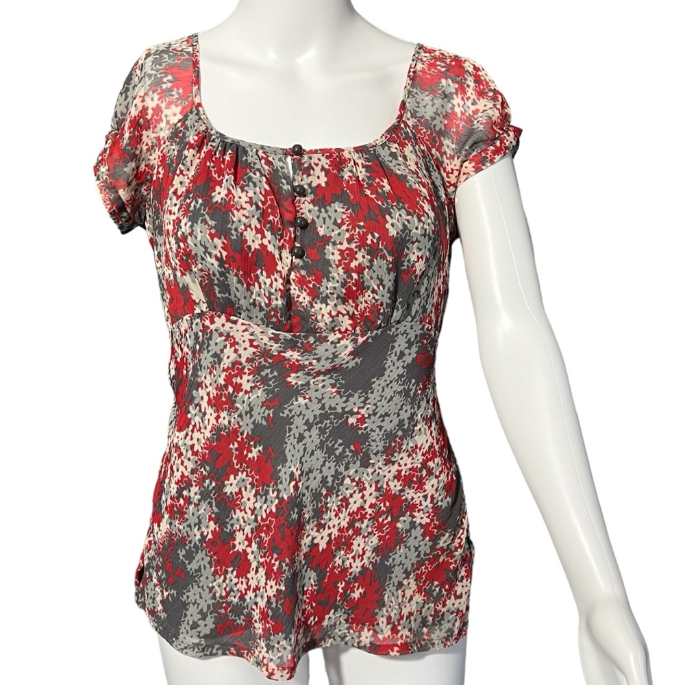 Van Heusen - Womens Babydoll Floral Top Sz. SM